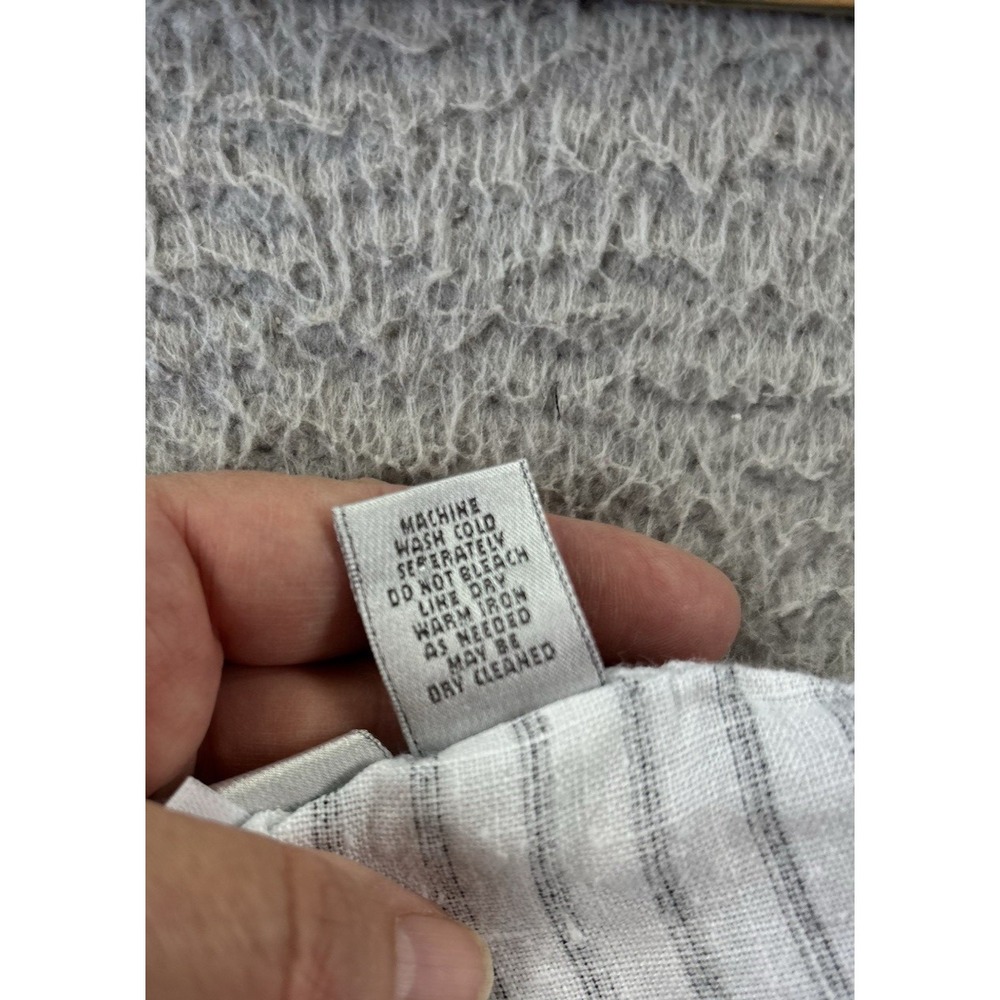 Chicos Linen Pants Womens 2/Large Striped White Black Pull-On Drawstring Beach‎ - Picture 8 of 10